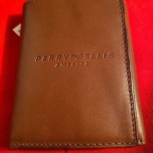 Perry Ellis Full top grain leather tri-fold wallet. new with tag